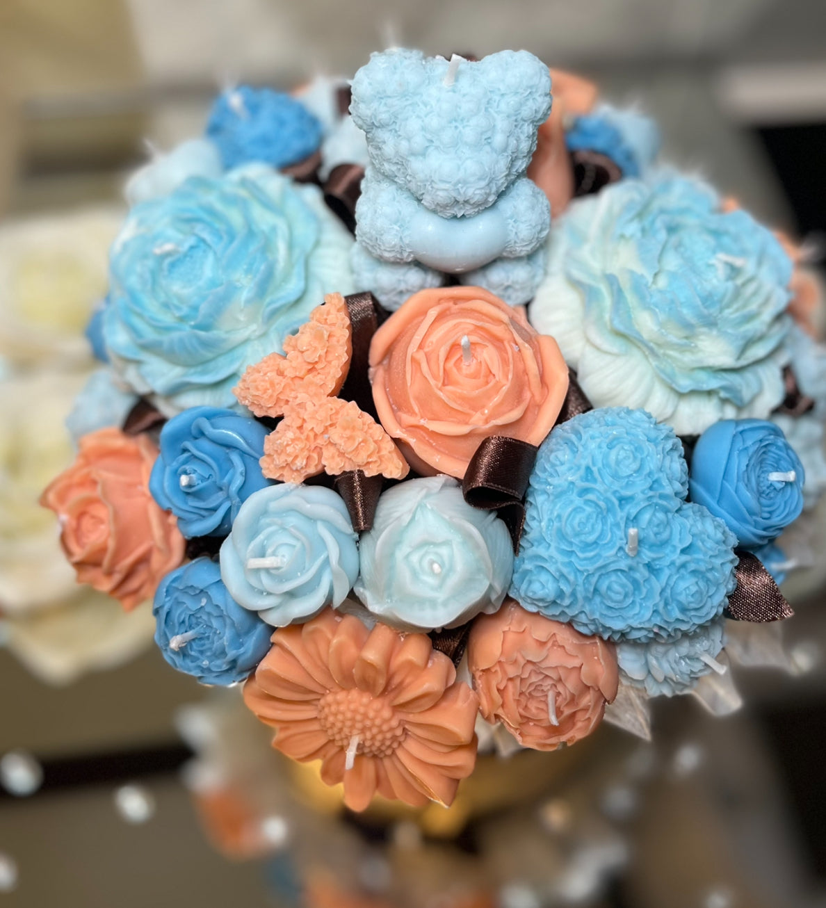 Blue/Orange Candle Bouquet ๐๐งก