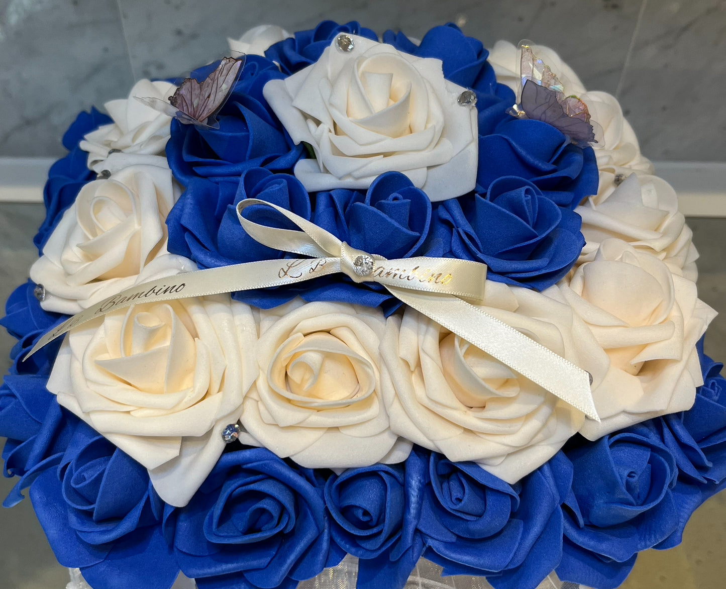 Blue and white flower bouquet π¦π