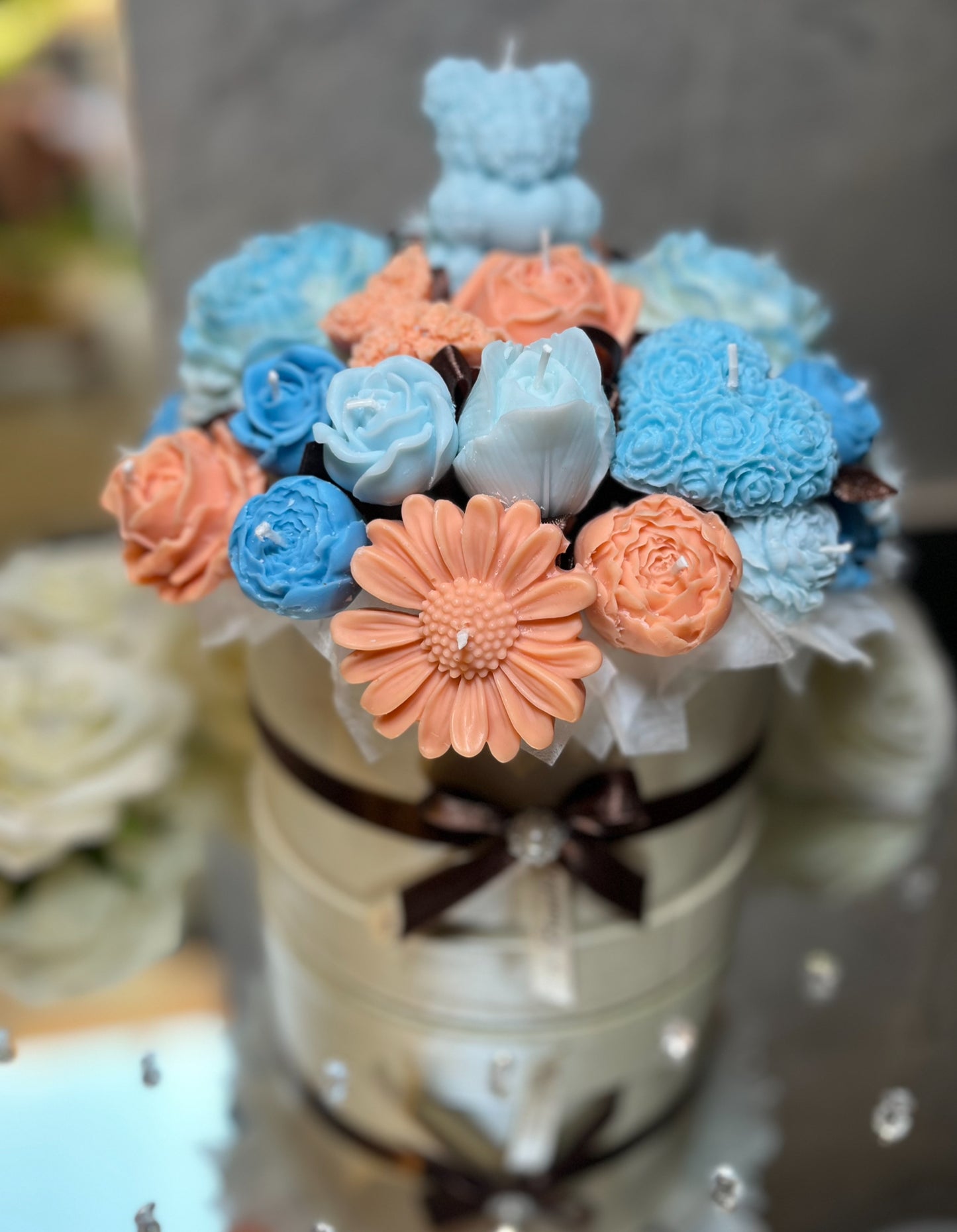 Blue/Orange Candle Bouquet 💙🧡
