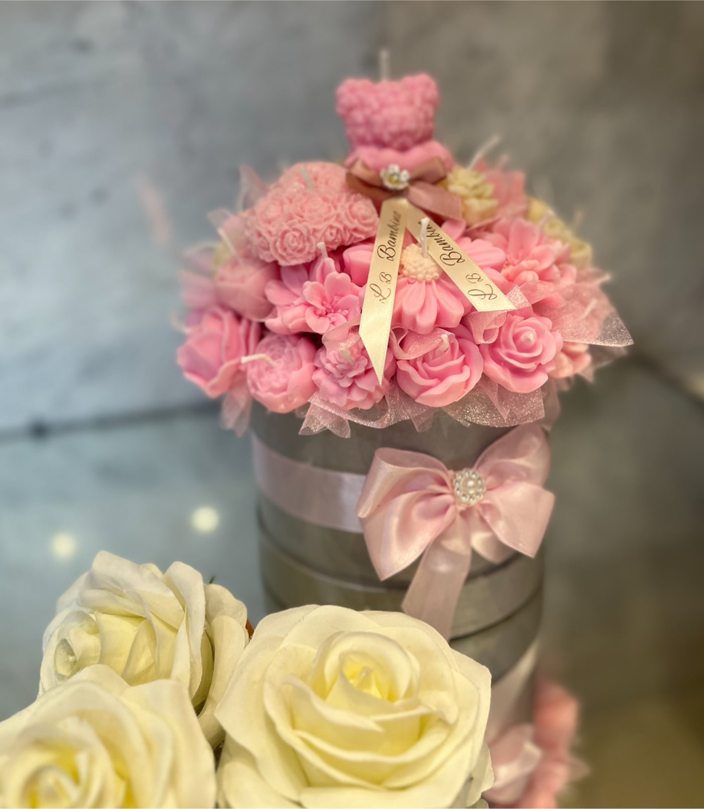 Luxury baby pink and cream candle bouquet 🤍💗