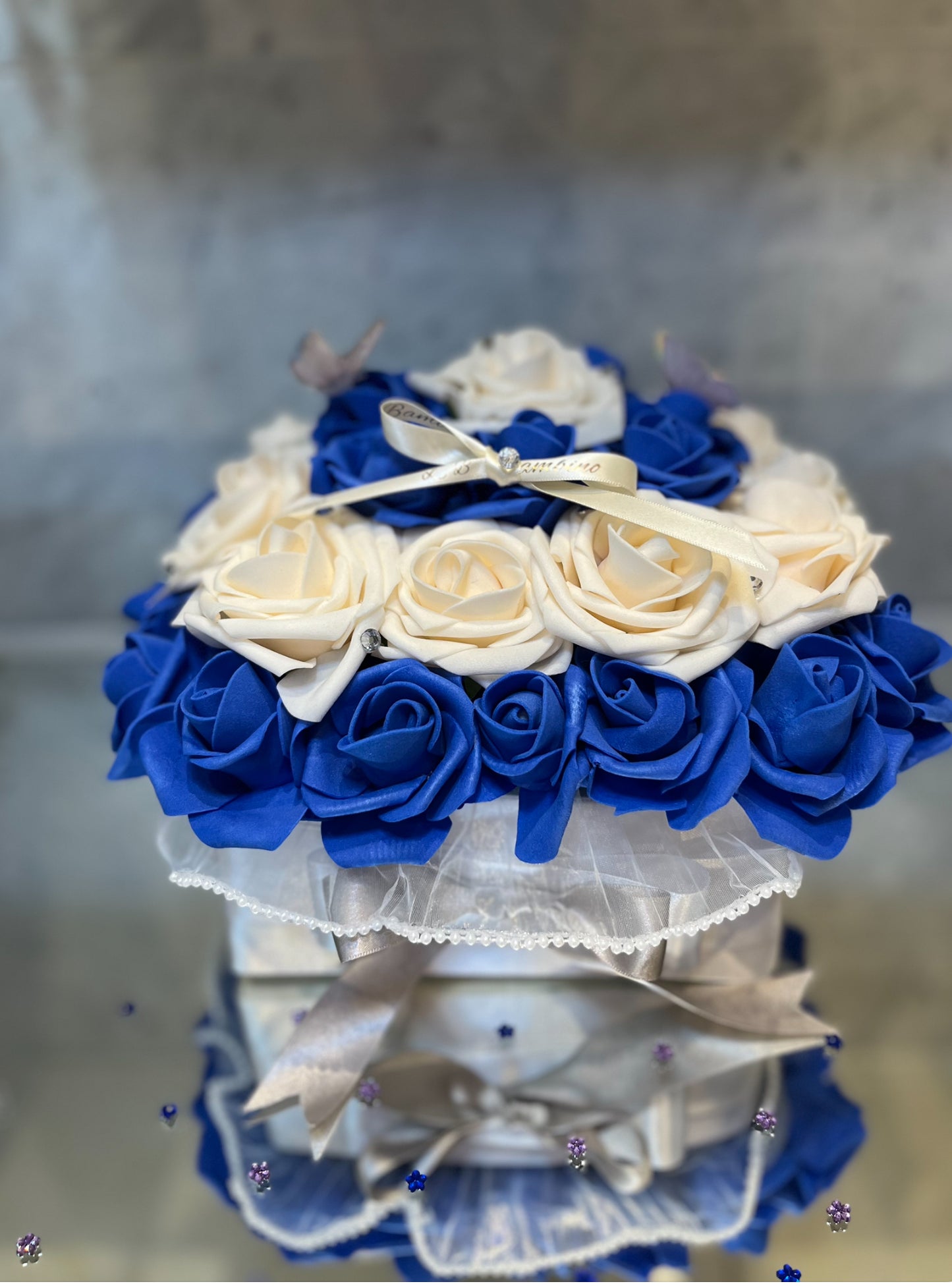 Blue and white flower bouquet 🦋💙