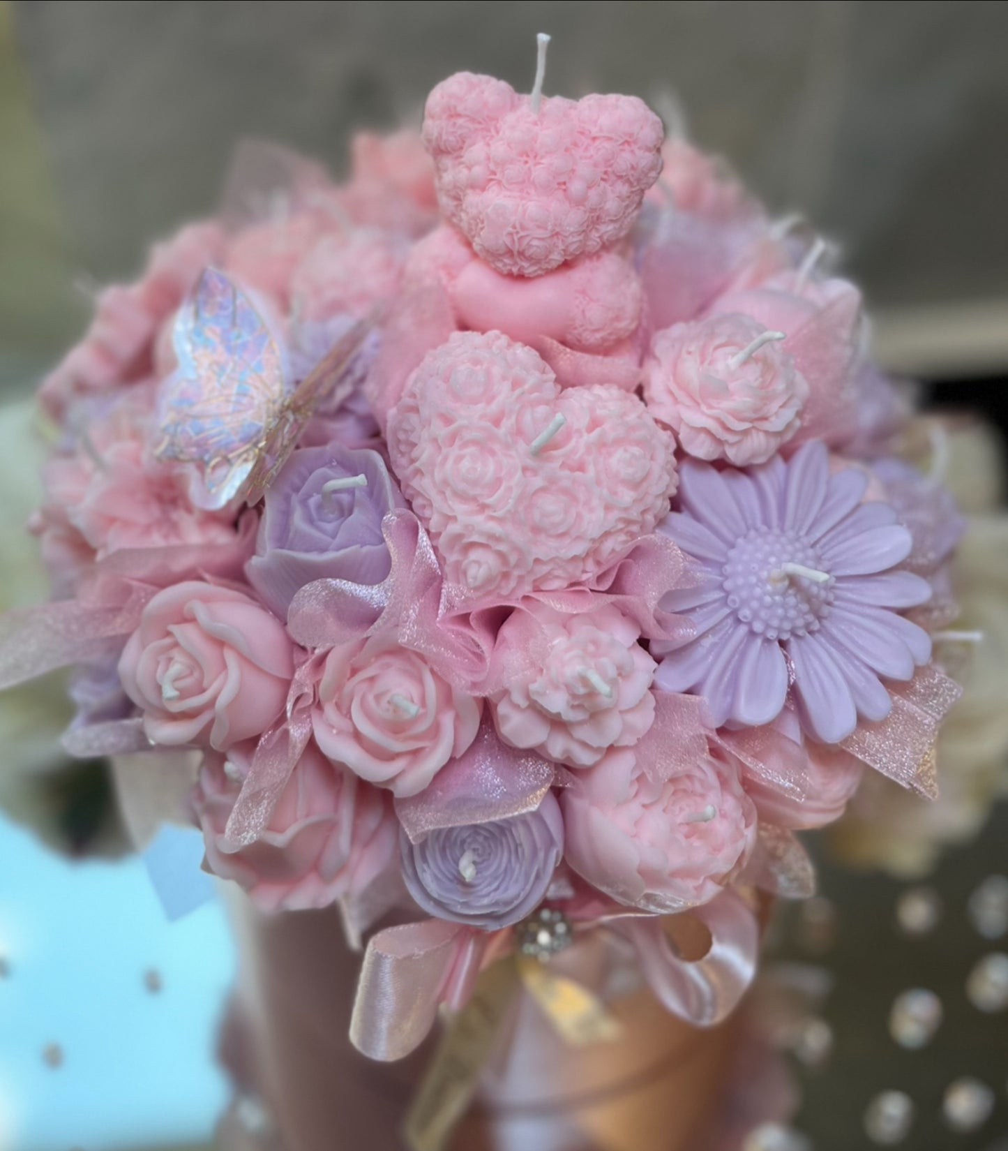 Luxury baby pink and Lilac candle bouquet 🌸💜