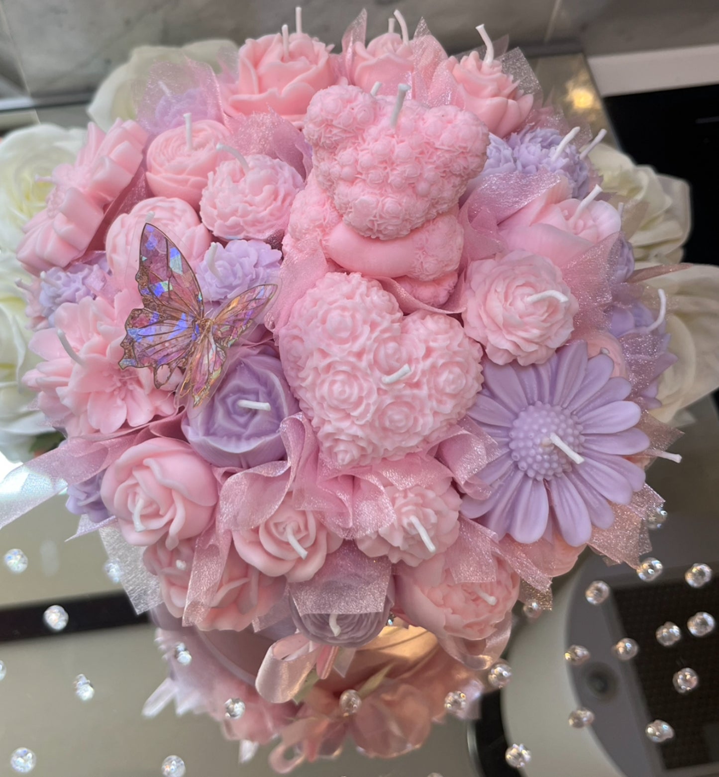 Luxury baby pink and Lilac candle bouquet 🌸💜