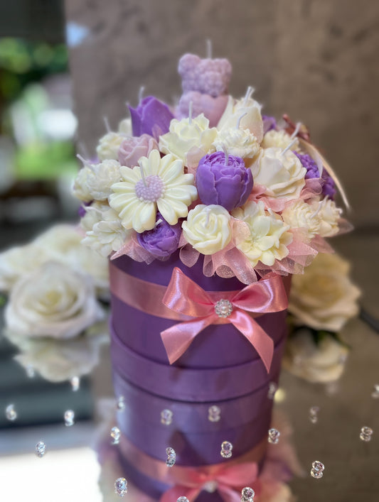 Luxury purple and cream candle bouquet 💐