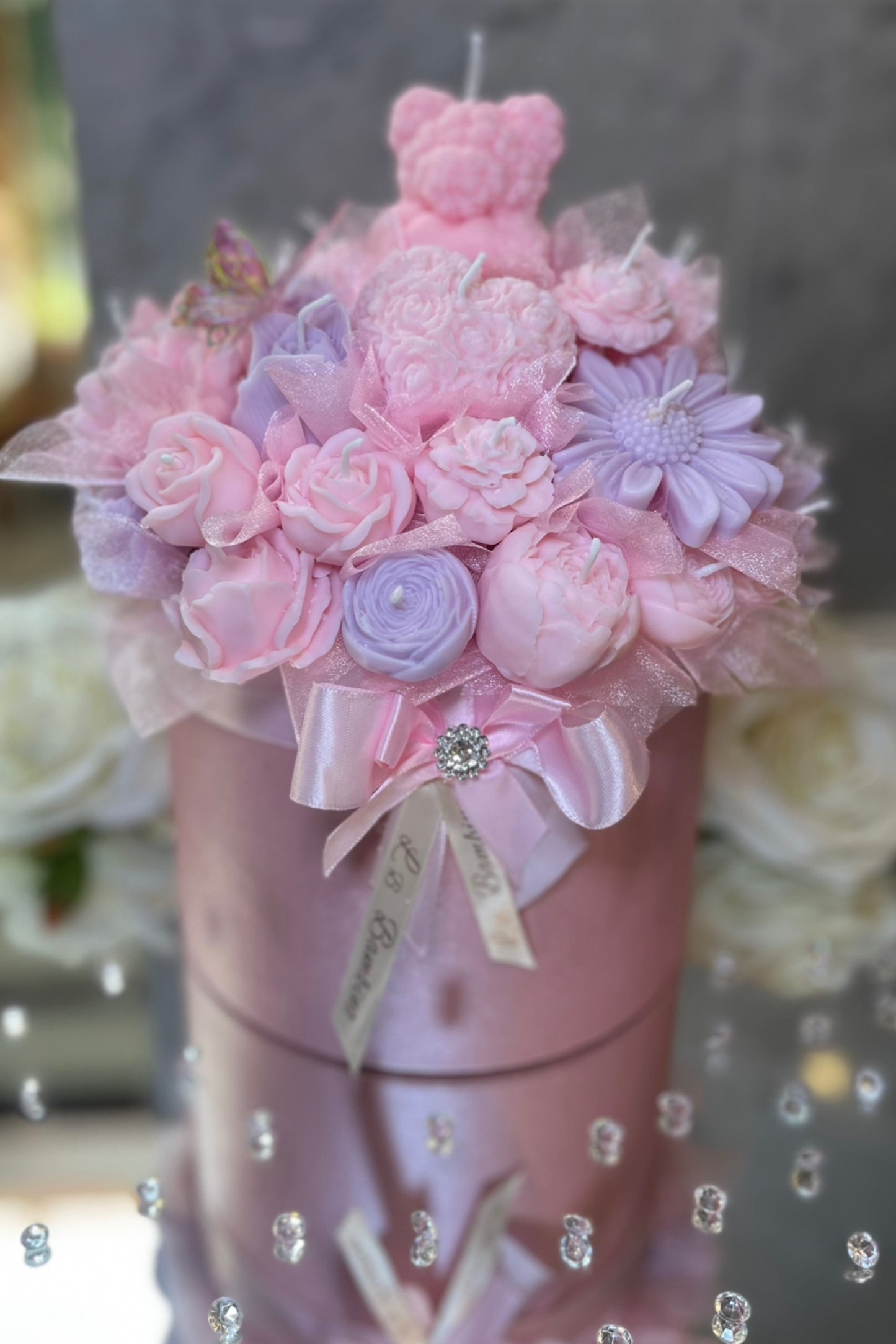 Luxury baby pink and Lilac candle bouquet 🌸💜